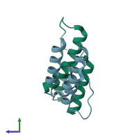 PDB entry 2j5y coloured by chain, side view.