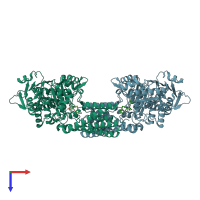 PDB entry 2j62 coloured by chain, top view.