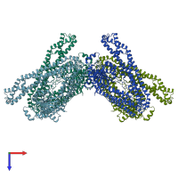 PDB entry 2j69 coloured by chain, top view.