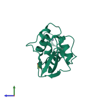 PDB entry 2j6a coloured by chain, side view.