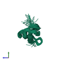 PDB entry 2j6d coloured by chain, ensemble of 20 models, side view.
