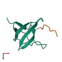 PDB entry 2j6f coloured by chain, top view.