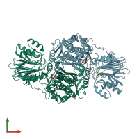 PDB entry 2j6h coloured by chain, front view.