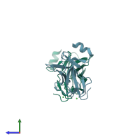 PDB entry 2j6w coloured by chain, side view.
