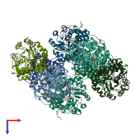 PDB entry 2j6x coloured by chain, top view.