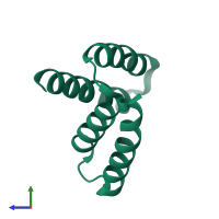 PDB entry 2j70 coloured by chain, side view.