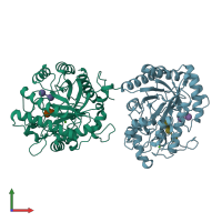 PDB entry 2j74 coloured by chain, front view.