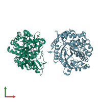 PDB entry 2j75 coloured by chain, front view.