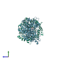 PDB entry 2j75 coloured by chain, side view.