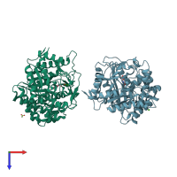 PDB entry 2j75 coloured by chain, top view.