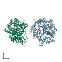 PDB entry 2j77 coloured by chain, front view.