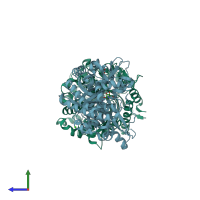PDB entry 2j77 coloured by chain, side view.