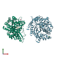 PDB entry 2j79 coloured by chain, front view.