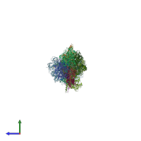PDB entry 2j7a coloured by chain, side view.