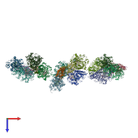 PDB entry 2j7a coloured by chain, top view.