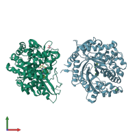 PDB entry 2j7c coloured by chain, front view.