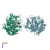 PDB entry 2j7c coloured by chain, top view.