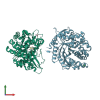 PDB entry 2j7f coloured by chain, front view.