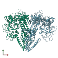 PDB entry 2j7n coloured by chain, front view.