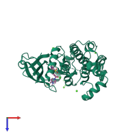 PDB entry 2j7t coloured by chain, top view.