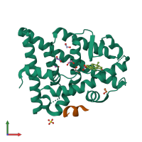 PDB entry 2j7y coloured by chain, front view.