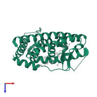 Estrogen receptor beta in PDB entry 2j7y, assembly 1, top view.