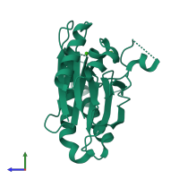 PDB entry 2j82 coloured by chain, side view.