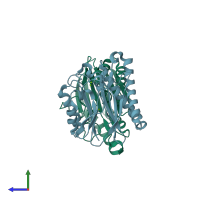 PDB entry 2j86 coloured by chain, side view.