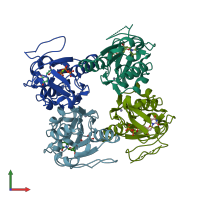 PDB entry 2j87 coloured by chain, front view.