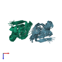 PDB entry 2j8l coloured by chain, ensemble of 14 models, top view.