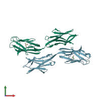 PDB entry 2j8o coloured by chain, front view.