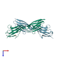 PDB entry 2j8o coloured by chain, top view.