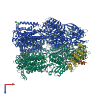 PDB entry 2j8s coloured by chain, top view.