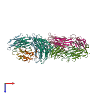 PDB entry 2j8u coloured by chain, top view.