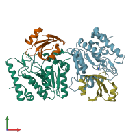 PDB entry 2j8x coloured by chain, front view.