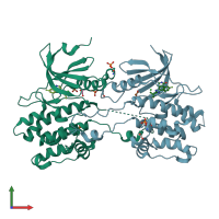 PDB entry 2j90 coloured by chain, front view.