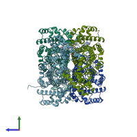 PDB entry 2j91 coloured by chain, side view.