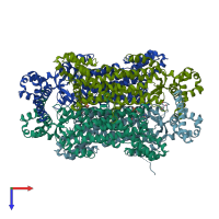 PDB entry 2j91 coloured by chain, top view.