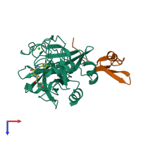 PDB entry 2j94 coloured by chain, top view.