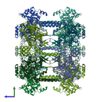 PDB entry 2j9i coloured by chain, side view.