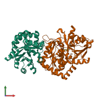 PDB entry 2j9z coloured by chain, front view.