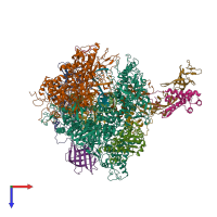 PDB entry 2ja8 coloured by chain, top view.
