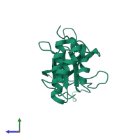 PDB entry 2ja9 coloured by chain, side view.