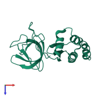 PDB entry 2ja9 coloured by chain, top view.