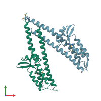 PDB entry 2jaa coloured by chain, front view.