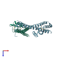 PDB entry 2jaa coloured by chain, top view.