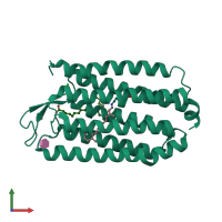 PDB entry 2jaf coloured by chain, front view.