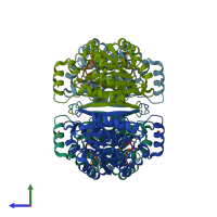 PDB entry 2jah coloured by chain, side view.