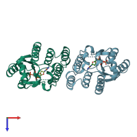 PDB entry 2jaq coloured by chain, top view.