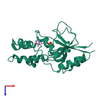 PDB entry 2jau coloured by chain, top view.